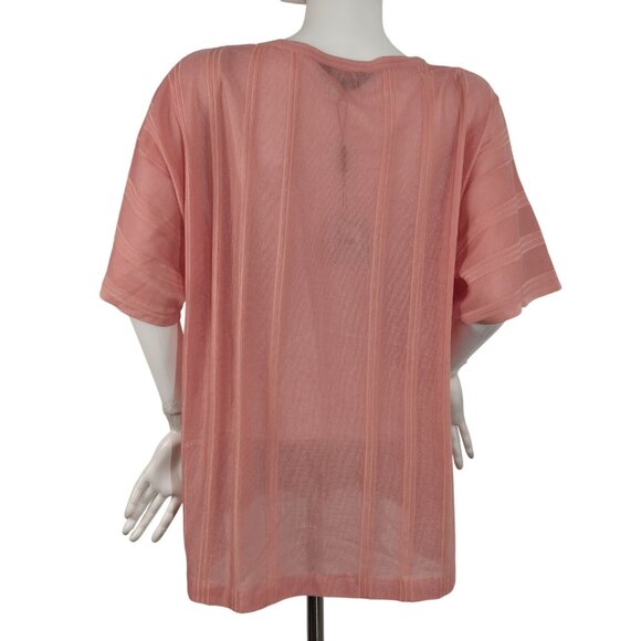 Ming Wang Women's Size XS Dolman Sleeve Knit Tunic Orange Burst Tonal Stripes 63 - Picture 3 of 11